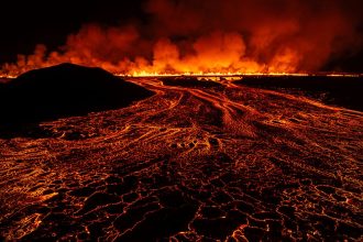 A new volcanic eruption that started on the Reykjanes Peninsula in Iceland, Wednesday, Nov.20, 2024.