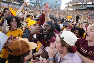 Chaos erupted as No. 21 Arizona State upset No. 14 BYU in Tempe, Arizona on Saturday.