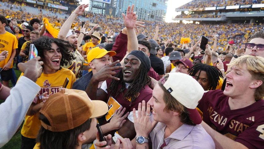 Chaos erupted as No. 21 Arizona State upset No. 14 BYU in Tempe, Arizona on Saturday.