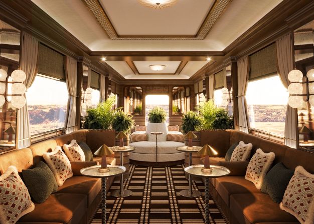 The Britannic Explorer, A Belmond Train, UK: The first ever luxury sleeper train to tour England and Wales will take to the tracks in July 2025. These renderings show what it will be like on board.