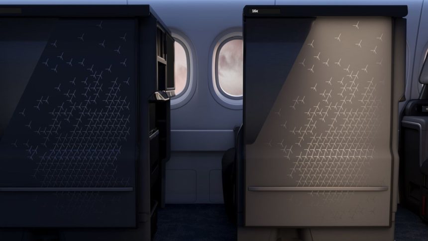 Singapore Airlines is installing new long-haul cabin products on its A350-900 aircraft. Pictured is its new business-class seat, which will have a sliding door.