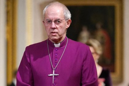 In this November 2023 photo, the Archbishop of Canterbury Justin Welby attends the State Banquet during the South Korean President state visit at Buckingham Palace in London.