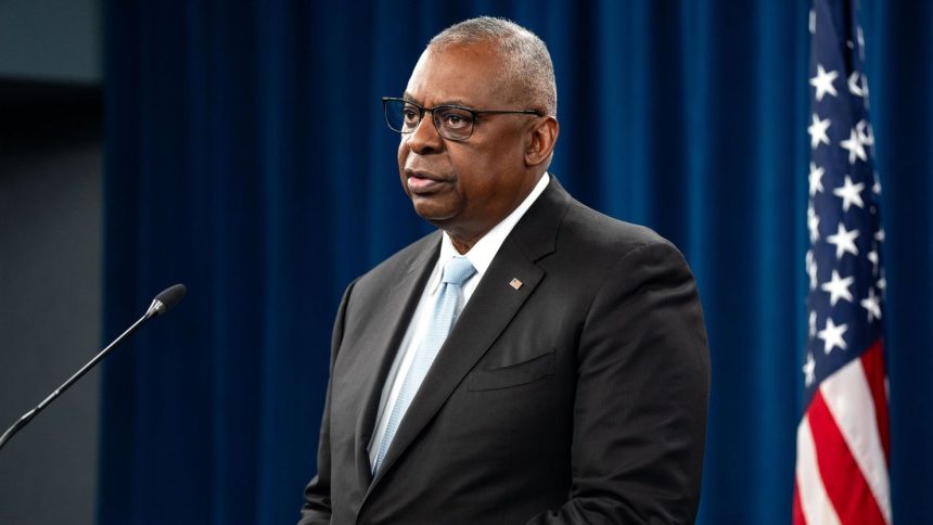 US Secretary of Defense Lloyd Austin speaks during a press conference on October 30 in Arlington, Virginia.