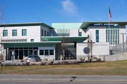 This 2017 photo shows the US Embassy in Oslo, Norway.