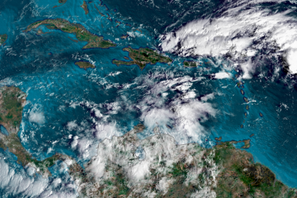 Disorganized, stormy weather churns in the Caribbean Sea on Friday morning. The storminess is likely to organize into a tropical system by late weekend or early next week.