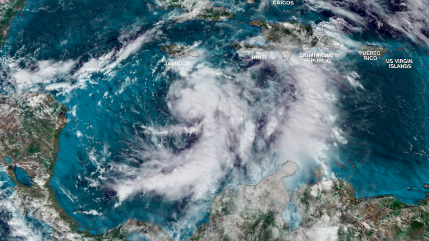 Tropical Depression Eighteen was in the Caribbean Sea Monday afternoon.