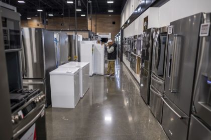 A shopper browses refrigerators inside a Best Buy store on Black Friday in Union City, California, US, on Friday, Nov. 24, 2023.