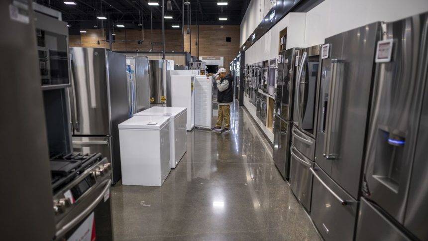 A shopper browses refrigerators inside a Best Buy store on Black Friday in Union City, California, US, on Friday, Nov. 24, 2023.