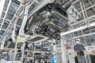 The production line at the Nissan Motor Tochigi plant, the company's largest in Japan, in Kaminokawa, pictured in December 2023.