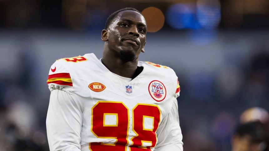 Kansas City Chiefs defensive tackle Tershawn Wharton walks off the field during a game against the Los Angeles Chargers at SoFi Stadium on January 7.