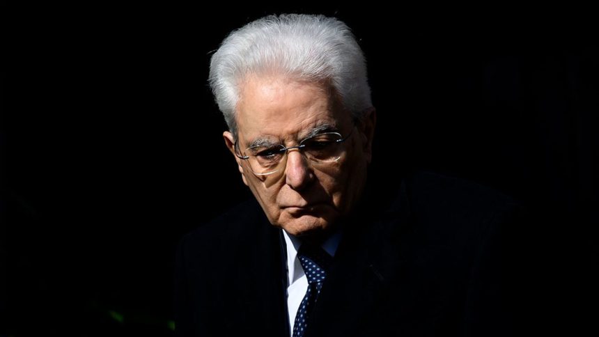 Italian President Sergio Mattarella attends the ceremony marking the 80th anniversary of the Fosse Ardeatine massacre, on March 22, 2024 in Rome, Italy.