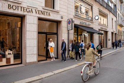 The Bottega Veneta boutique on Via Monte Napoleone in Milan, Italy, pictured in April 2024.