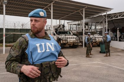 A commander from the Spanish troop of the United Nations Interim Forces in Lebanon (UNIFIL) seen in the UNIFIL position near Kfarkela, Lebanon on April 26.