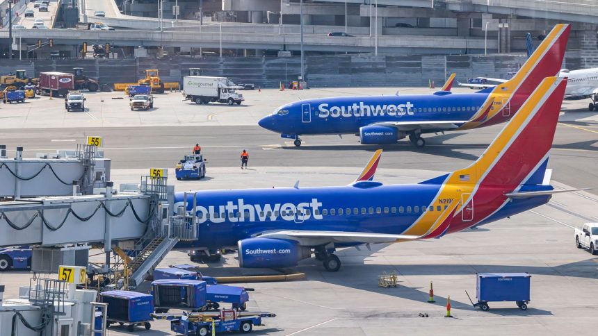 Southwest Airlines aircraft are shown in this file photo at LaGuardia Airport in New York.