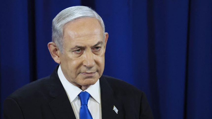 Israeli Prime Minister Benjamin Netanyahu at a press conference in Tel Aviv on July 13, 2024.