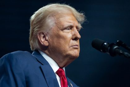 Then-presidential nominee Donald Trump speaks during a campaign rally in Glendale, Arizona, on August 23, 2024.