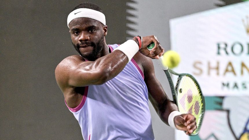 Tiafoe plays a shot at the Shanghai Masters on October 7.