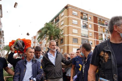 King Felipe is heckled by angry residents during his visit to the Valencia region on Sunday.