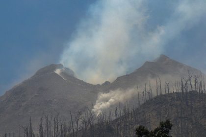 Smoke billows from Mount Lewotobi Laki Laki as seen from Klatanlo village, in East Flores Regency, East Nusa Tenggara, Indonesia on November 4, 2024.