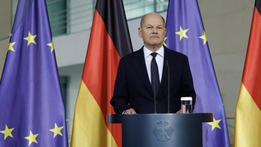 German Chancellor Olaf Scholz speaks at the Chancellery in Berlin on November 6, 2024, after the US presidential elections.