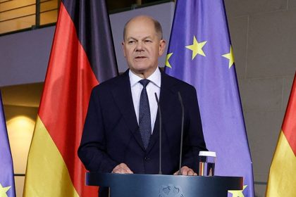 German Chancellor Olaf Scholz addresses a press conference at the Chancellery in Berlin on November 6, 2024.