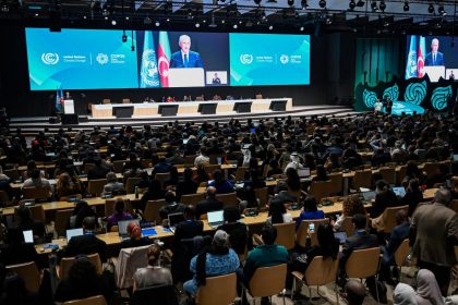 COP29 president Mukhtar Babayev delivers a speech during the opening of the 2024 United Nations Climate Change Conference (COP29) in Baku on November 11, 2024.