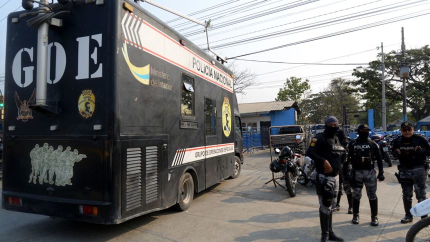 A special operations vehicle enters the Litoral Penitentiary facilities after clashes that left 15 inmates dead in Guayaquil, Ecuador, on November 12, 2024.