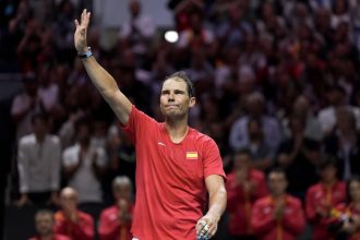 Rafael Nadal waved to adoring fans after losing his Davis Cup Finals singles match on Tuesday.