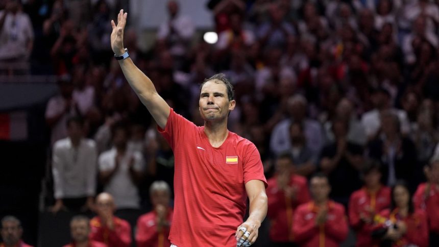 Rafael Nadal waved to adoring fans after losing his Davis Cup Finals singles match on Tuesday.