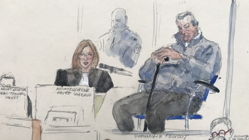 Court sketch shows Dominique Pelicot (right) during his trial in Avignon.