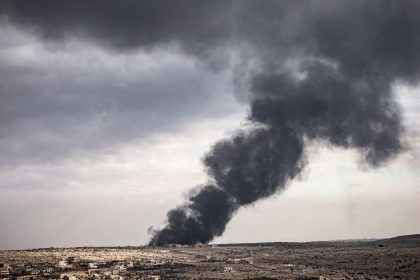 Smoke rises from clashes between Syrian rebels and the regime in the Aleppo countryside on Wednesday.