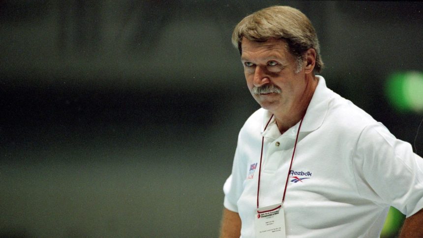 Coach Bela Karolyi of the USA stands on the sidelines during the World Gymnastics Championships in Sabae, Japan.