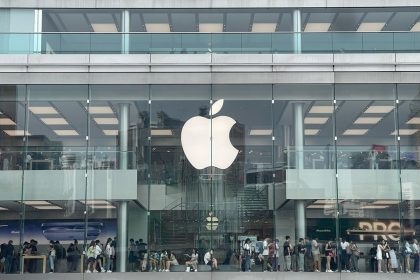 Customers line up inside the Apple Store at the International Financial Centre mall in Hong Kong when iPhone 16 goes on sale on September 20, 2024.