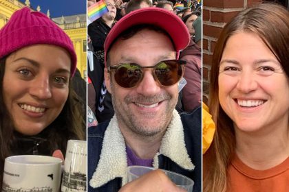 Kate McCulley (from left), Arturo Blohm and Brooke Black live in Europe and share some of the smaller stresses of US life that they say they don't experience where they live.