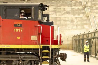 A train on the Lobito railway in Angola, August 2024.