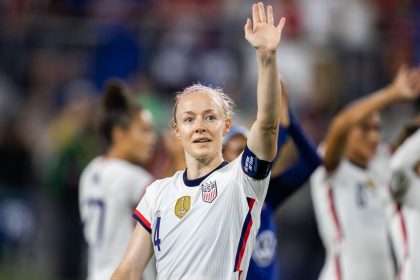 Becky Sauerbrunn after an international friendly against Paraguay in Cincinnati, Ohio, on September 21, 2021.