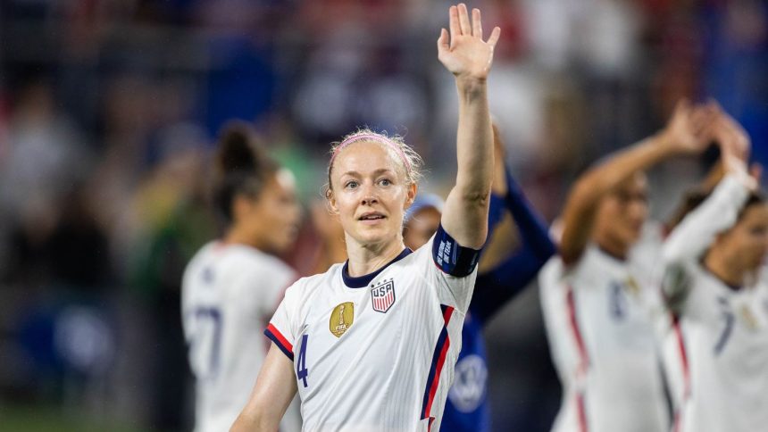 Becky Sauerbrunn after an international friendly against Paraguay in Cincinnati, Ohio, on September 21, 2021.