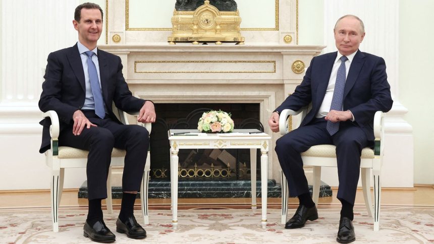 Russian President Vladimir Putin attends a meeting with then Syrian President Bashar al-Assad at the Kremlin in Moscow, Russia on July 24, 2024.