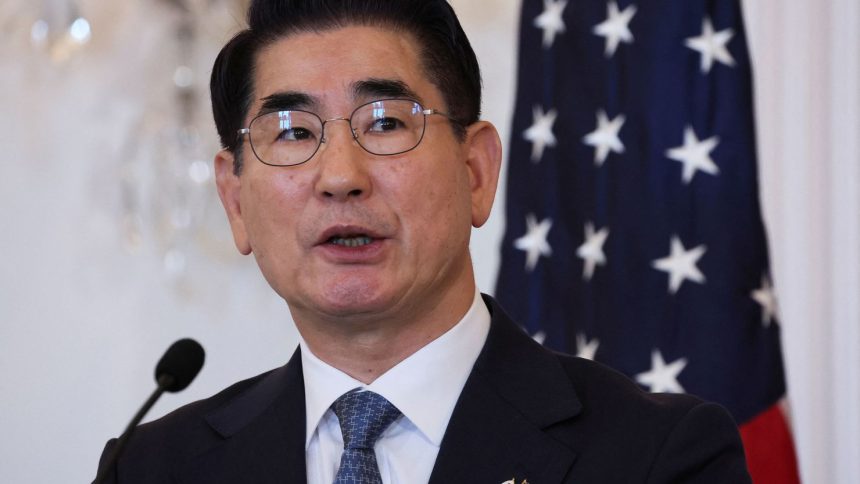 South Korean Defense Minister Kim Yong-hyun attends a press conference at the State Department in Washington, DC, on October 31.