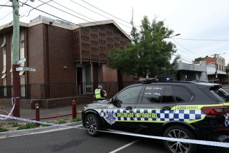 Police and fire crew at the scene of a fire at the Adass Israel Synagogue in Ripponlea, Melbourne, Friday, December 6, 2024.