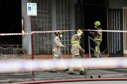 Firefighters work at the scene of a fire at the Adass Israel Synagogue in Ripponlea, Melbourne, Australia, on December 6, 2024.