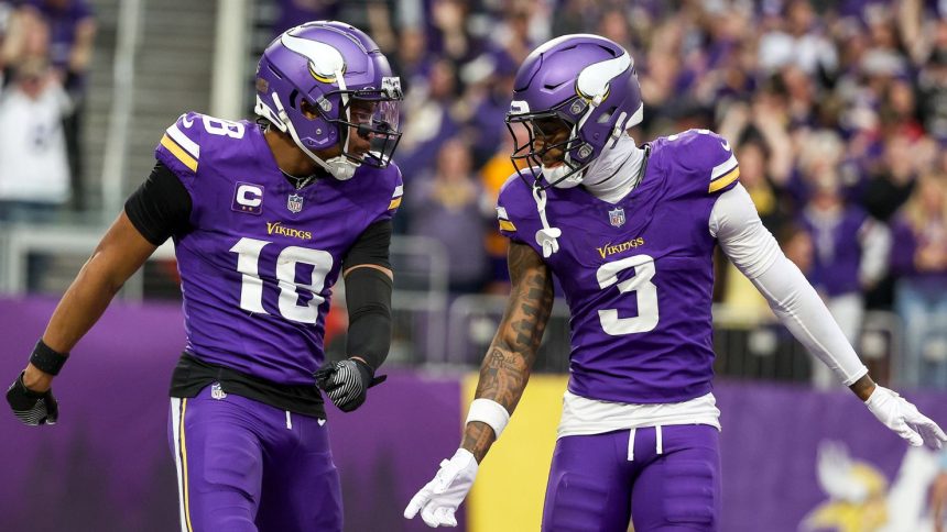 Justin Jefferson (No. 18) and Jordan Addison (No. 3) both had big games in the Minnesota Vikings' win over the Atlanta Falcons.