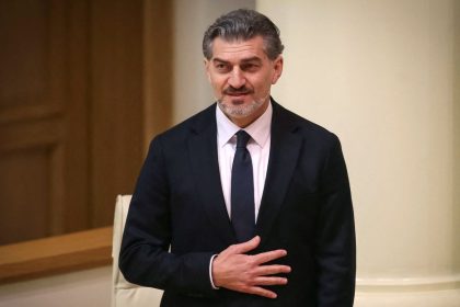 Mikheil Kavelashvili is pictured after he was elected as the country’s new president in parliament in Tbilisi, Georgia, on Saturday.