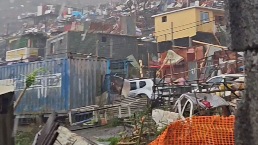 A screengrab from a video shows damage caused by the Cyclone Chido, in Kaweni, Mayotte, obtained on December 14.