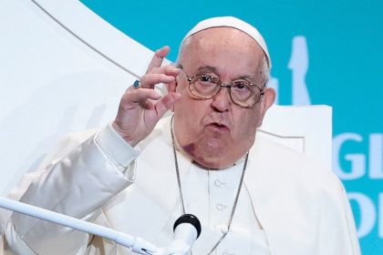 Pope Francis pictured in Corsica, France, on Sunday.