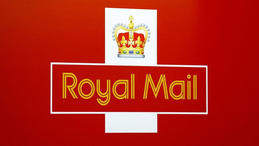 A Royal Mail sign on a delivery truck.