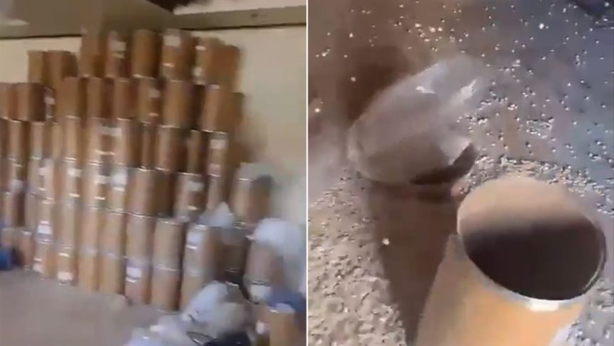 Screengrabs taken from a video posted to social media on December 11 show a facility where captagon was produced in Syria.