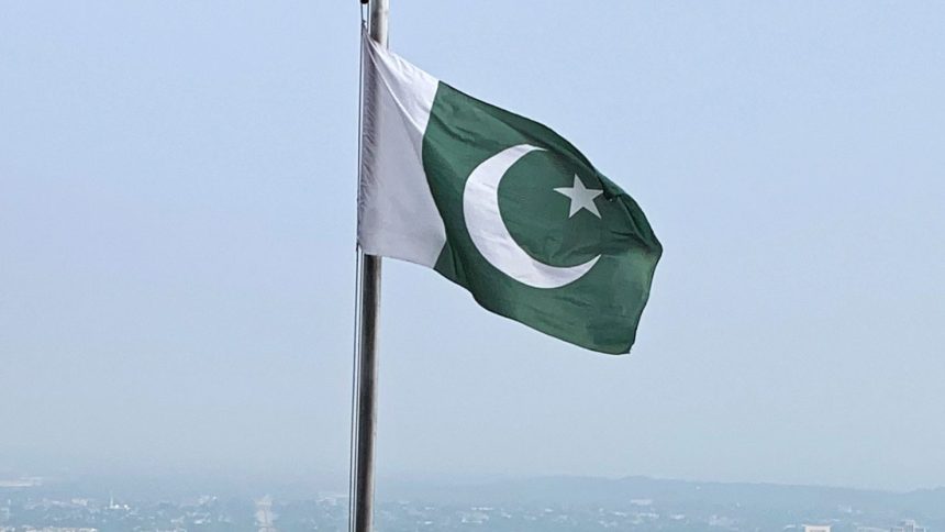 Pakistan's national flag flies over a lookout in Islamabad, Pakistan, on July 27, 2022.