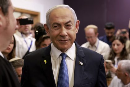 Benjamin Netanyahu arrives at the district court in Tel Aviv on Tuesday.