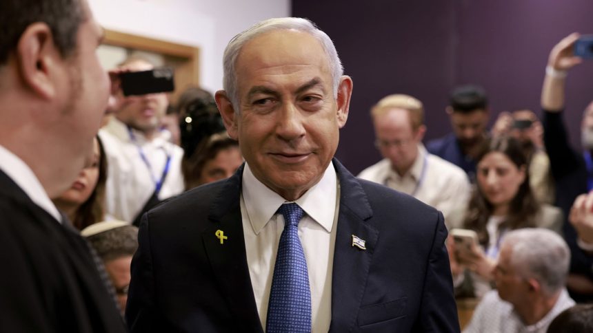 Benjamin Netanyahu arrives at the district court in Tel Aviv on Tuesday.